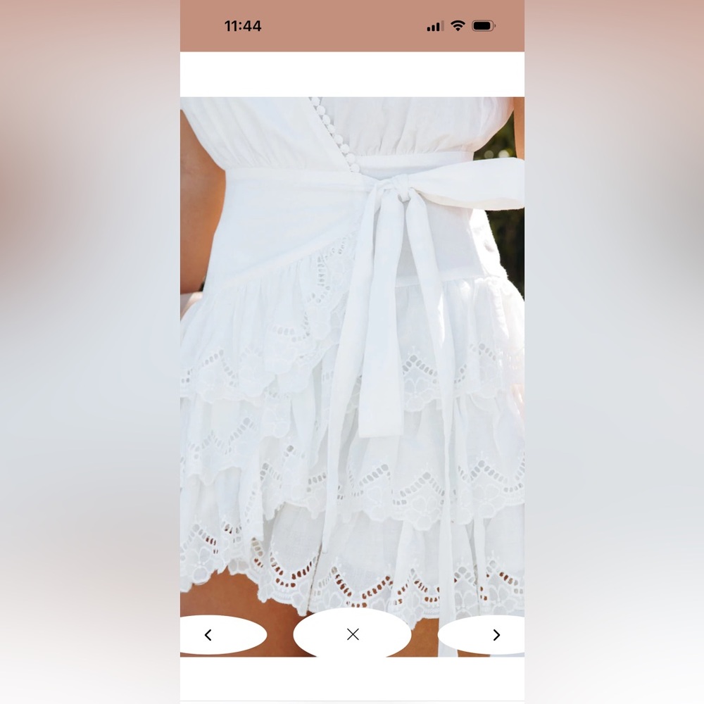 COTTON EYELET WRAP DRESS - OFF WHITE - Picture 4 of 7